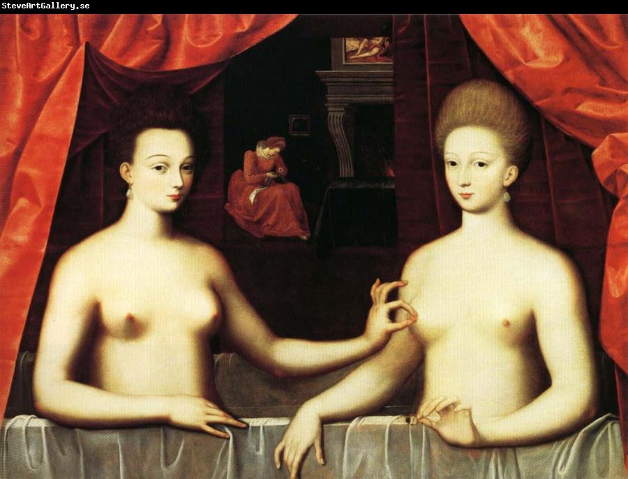 unknow artist Gabrielle d'Estrees and Her Sister,the Duchesse de Villars
